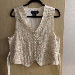Vintage Spenser Jeremy Ivory Beaded Silk Vest Size Medium Bridal